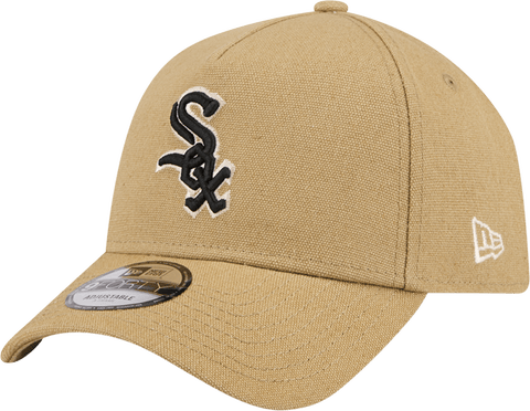 Men's New Era Khaki Chicago White Sox Logo Essentials 9FORTY A-Frame Adjustable Hat