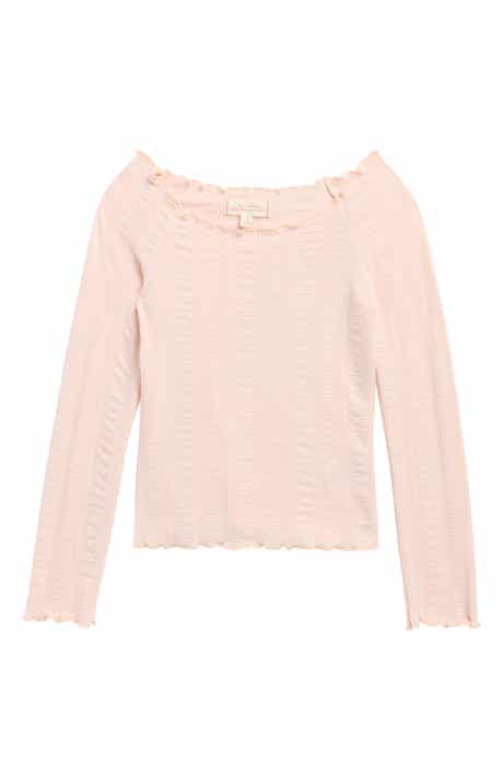 Walking on Sunshine Kids' Lettuce Edge Long Sleeve Knit Top