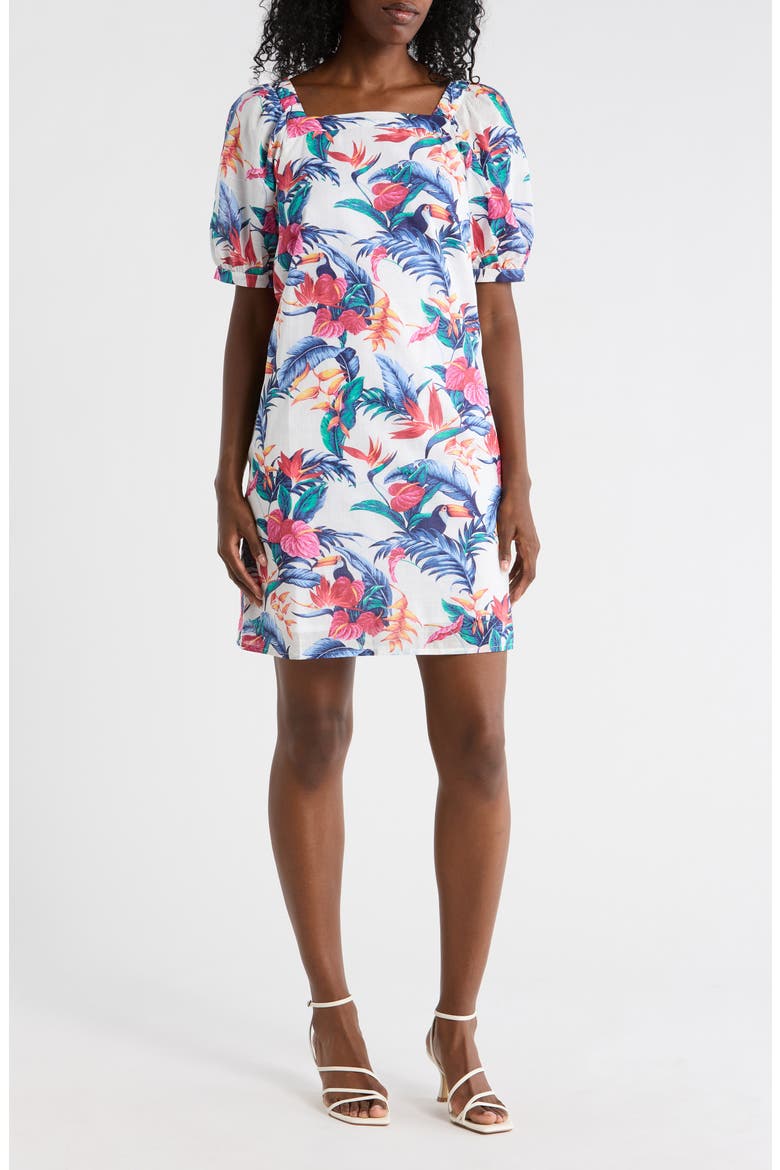Two Can Tango Floral Minidress, Main, color, WHITE