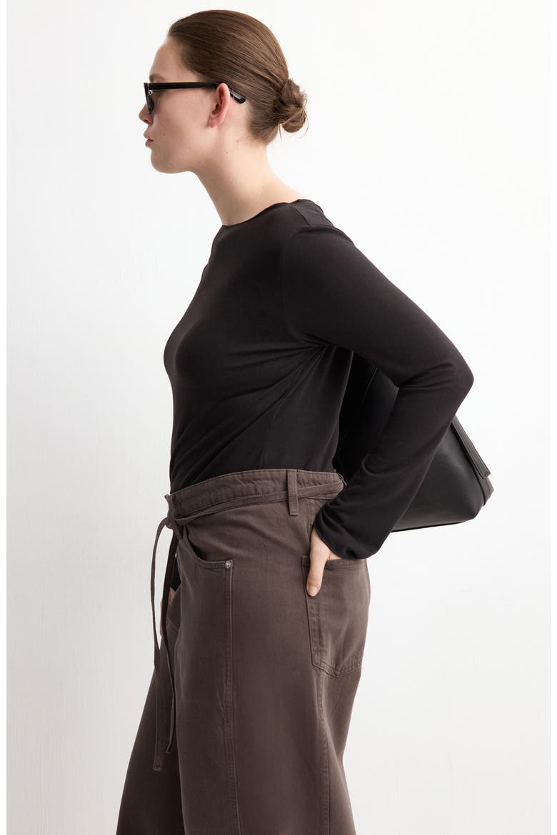 Belted Wide Leg Jeans, Alternate, color, CHOCOLATE