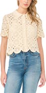 CeCe Crochet Short Sleeve Cardigan