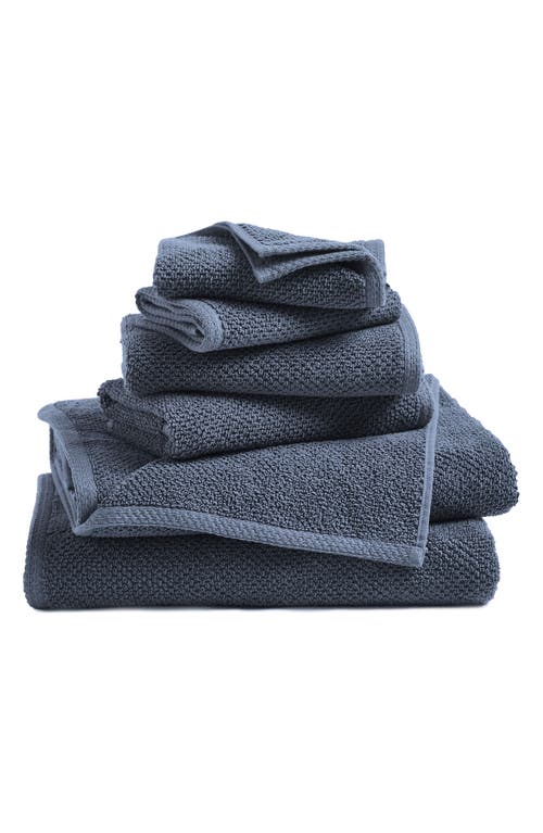 Woven & Weft Cotton 4-pack Textured Bath Towel Set In Stone Blue