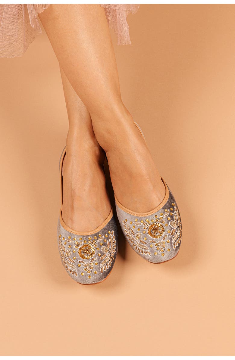 FUCHSIA Eloise Embroidered Jutti Flat, Alternate, color, Gray