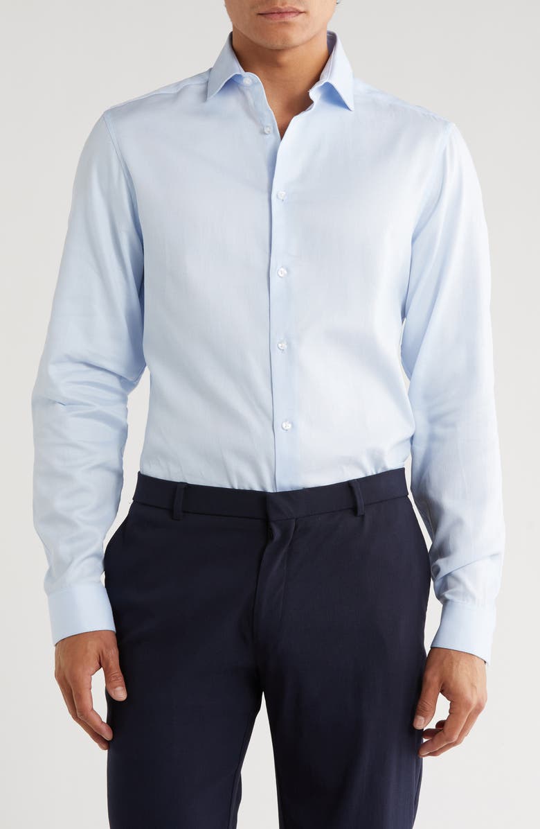 Calvin Klein Slim Fit Cotton Dress Shirt, Main, color, Soft Blue