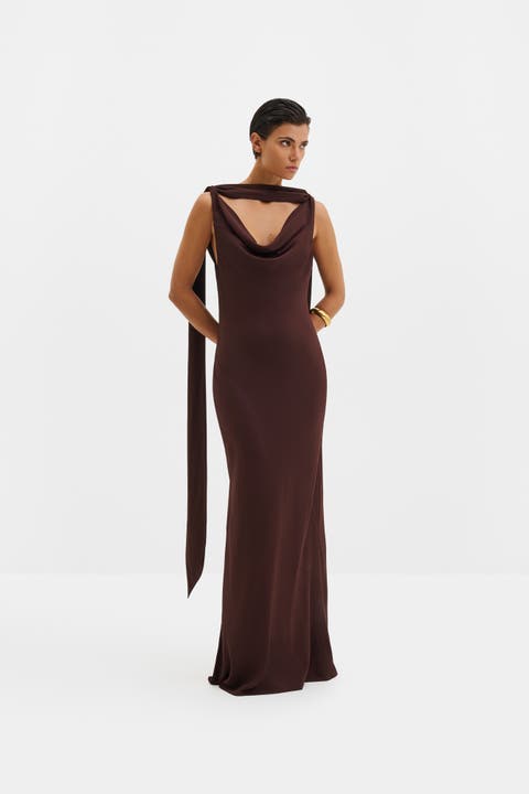 Vida Cowl Neck Scarf Maxi Dress