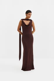 Malina Vida Cowl Neck Scarf Maxi Dress