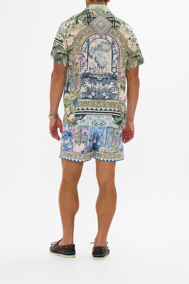 Mid Length Boardshort With Elastic Waist Jardim Party, Alternate, color, Jardim Party