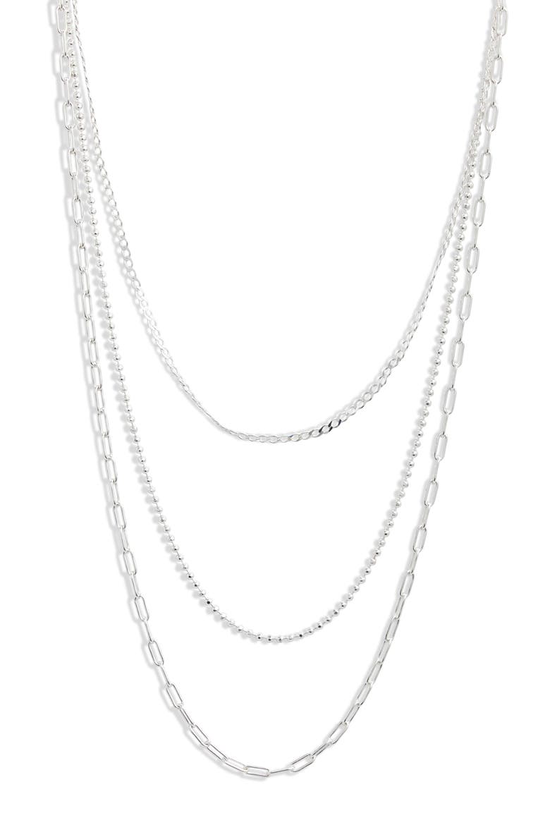 Triple Layer Chain Necklace, Main, color, SILVER
