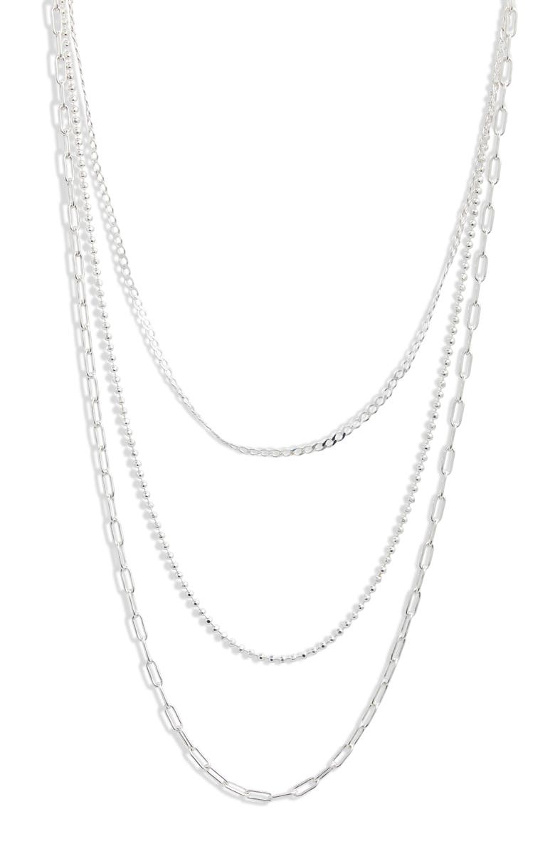Argento Vivo Sterling Silver Triple Layer Chain Necklace, Main, color, 
