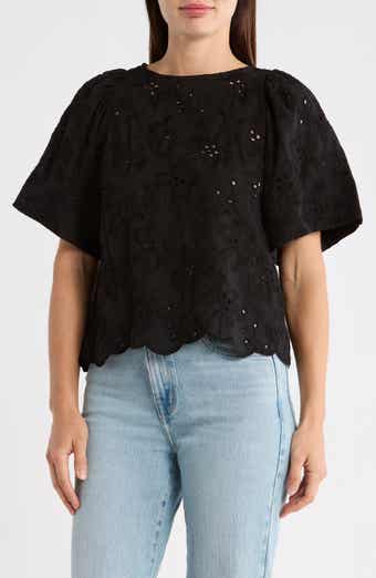 T Tahari Allover Eyelet Top