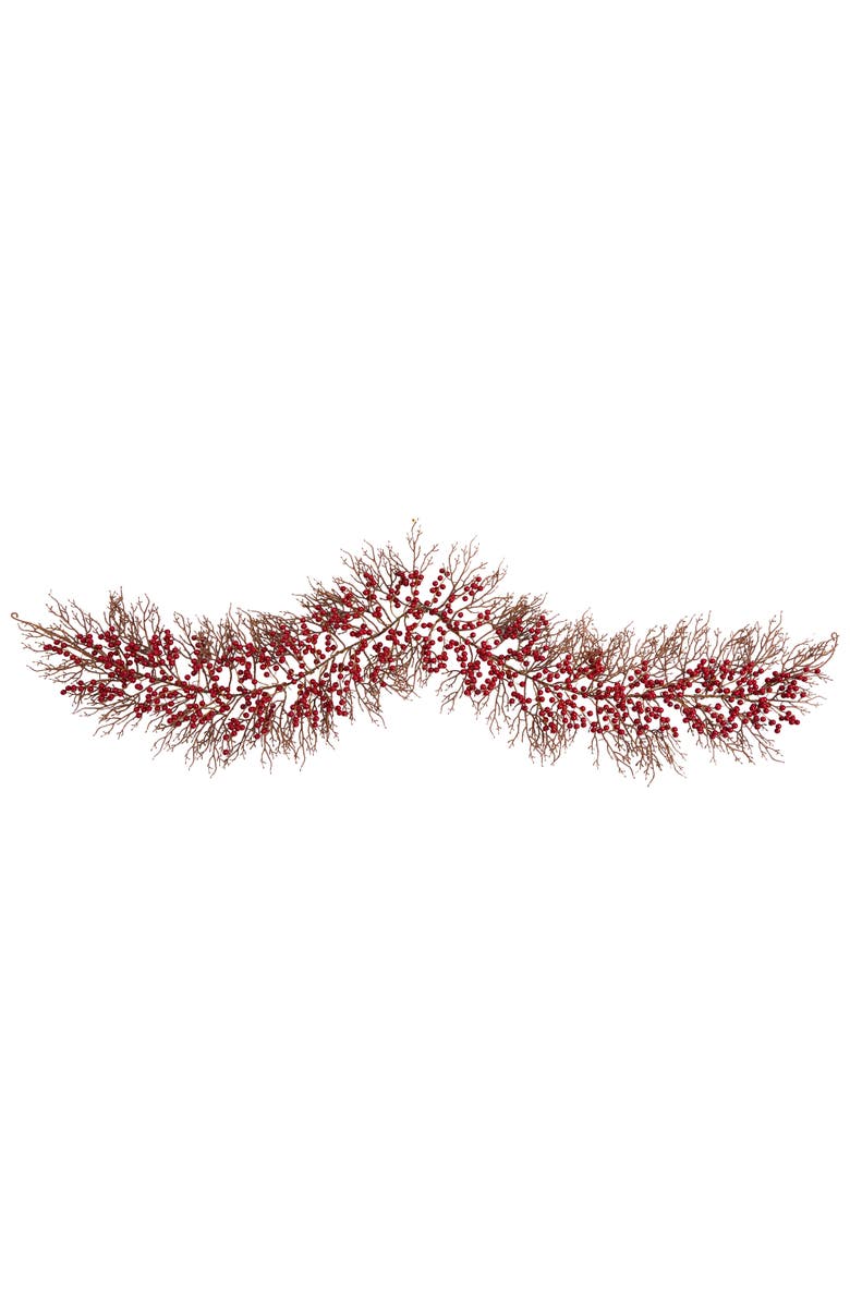 NEARLY NATURAL 6-ft Red Berry Artificial Christmas Garland, Main, color, Red