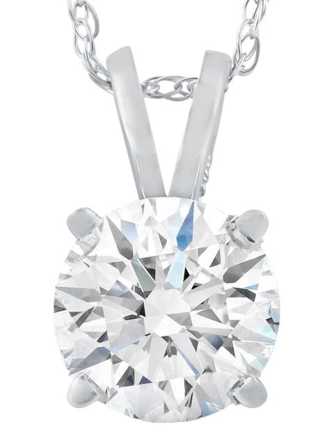 Certified 1Ct Round Diamond Solitaire Pendant Gold Necklace Lab Grown (FG/VS)