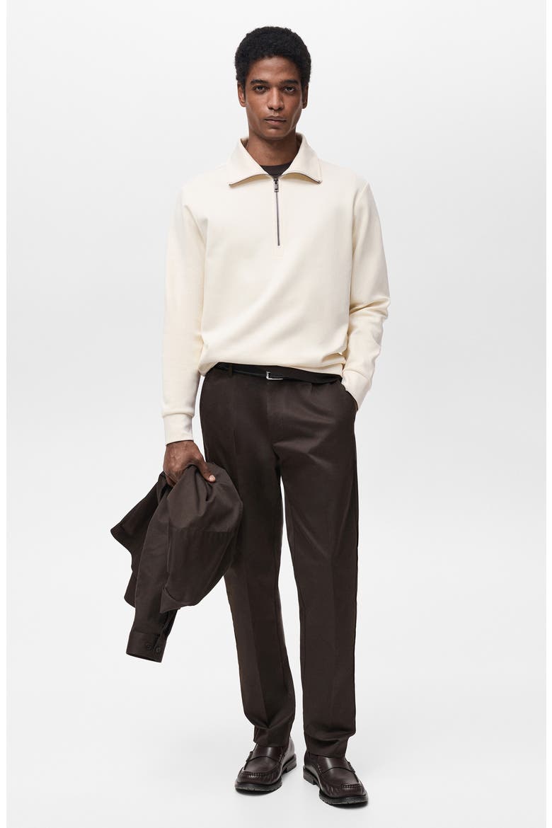 Cotton Blend Half Zip Sweatshirt, Alternate, color, OFF WHITE