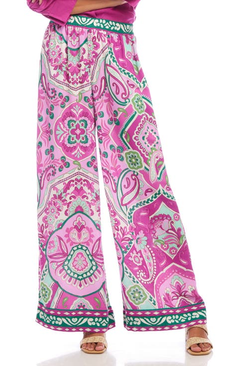 Print High Waist Wide Leg Pants