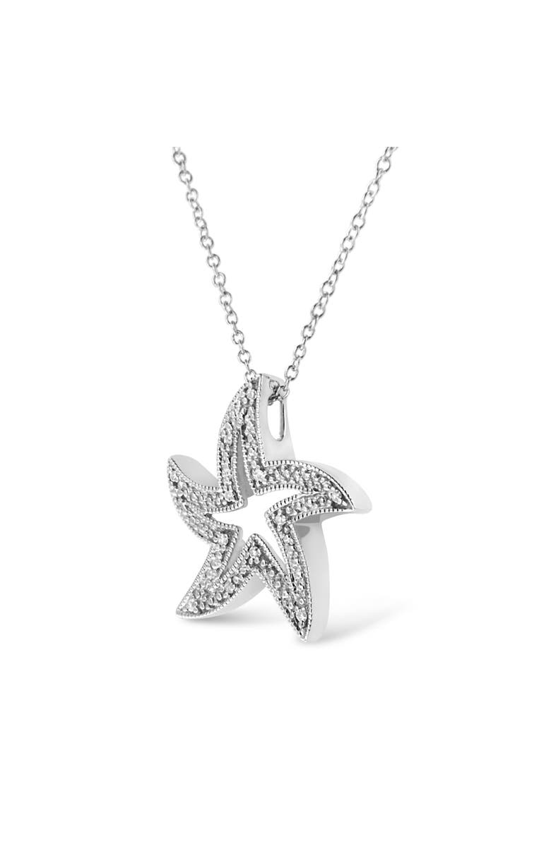 Haus of Brilliance .925 Sterling Silver Open Diamond Accent Starfish Pendant Necklace, Alternate, color, White