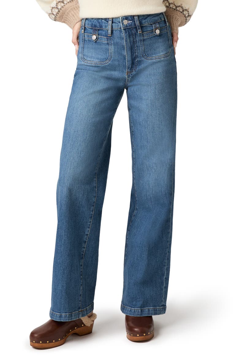 Anessa Button Pocket High Waist Wide Leg Jeans, Main, color, WRITTEN