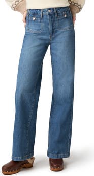 PAIGE Anessa Button Pocket High Waist Wide Leg Jeans