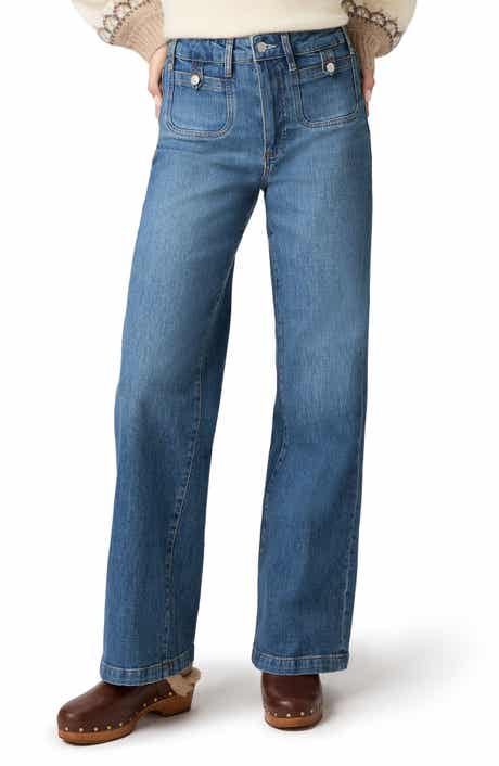 PAIGE Anessa Button Pocket High Waist Wide Leg Jeans