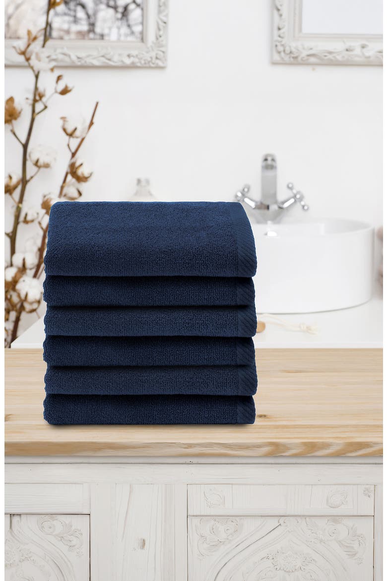 6-Pack Ediree Cotton Fingertip Towel Set, Alternate, color, MARINE