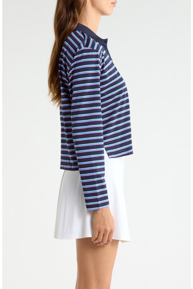 Striped Performance Long Sleeve Polo, Alternate, color, TWILIGHT