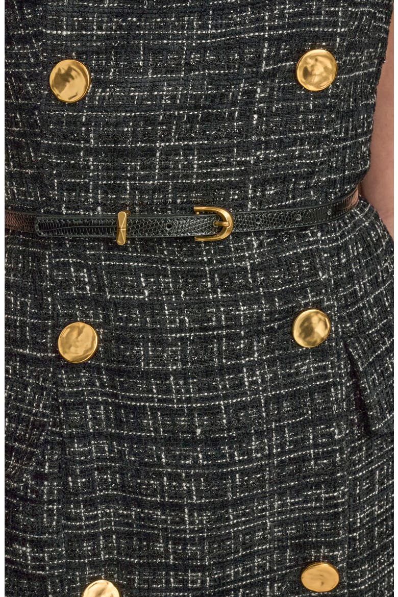 Double Breasted Tweed Sheath Dress, Alternate, color, BLACK/ CREAM