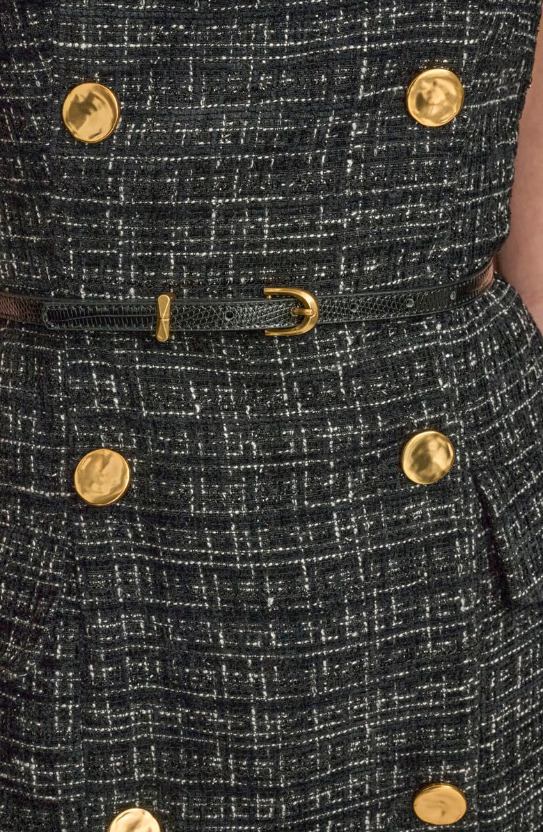 Donna Karan New York Double Breasted Tweed Sheath Dress, Alternate, color, Black/ Cream