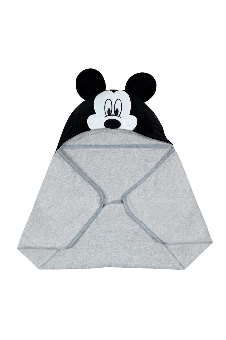 Disney Baby Mickey Mouse Cotton Hooded Baby Bath Towel, Alternate, color, Gray