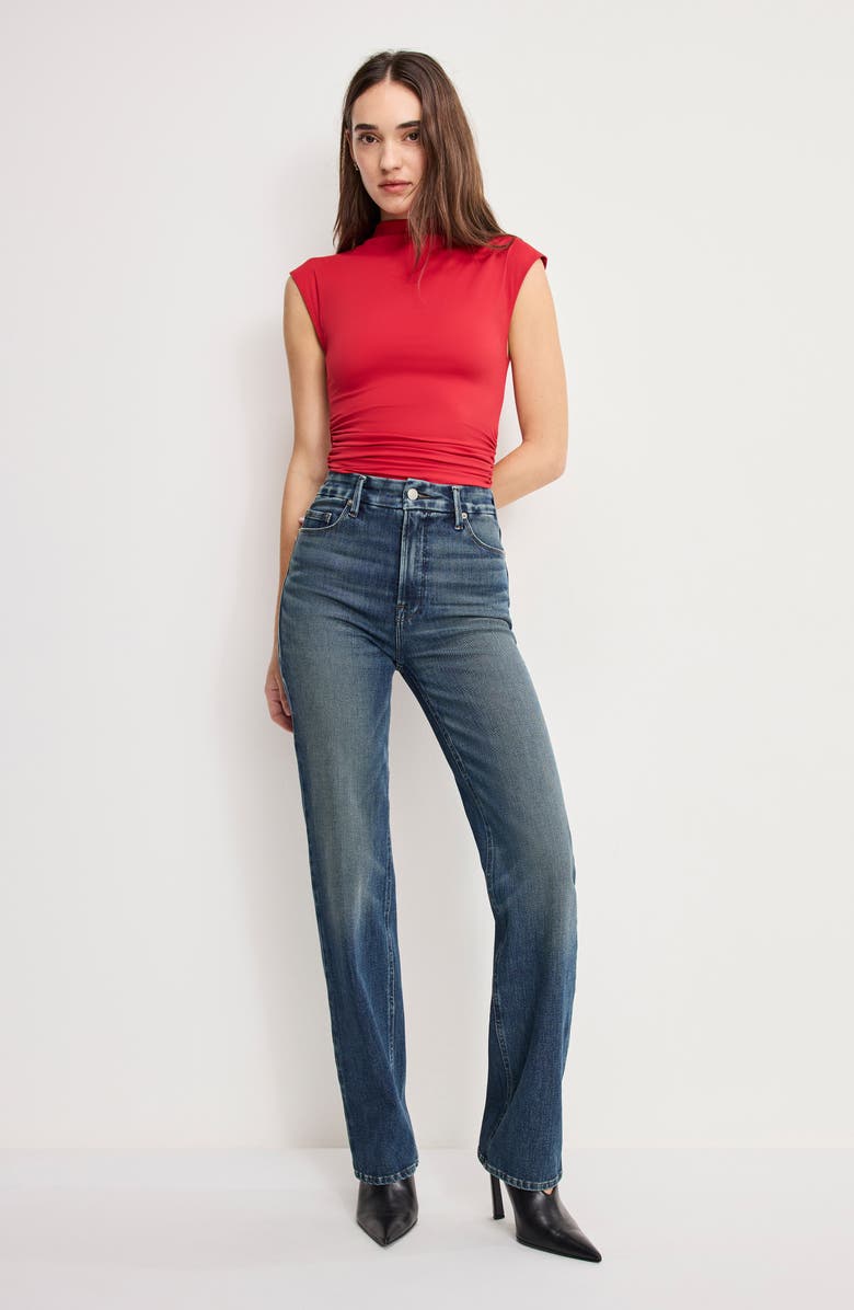 Good American Soft-Tech Good True Relaxed Straight Leg Jeans, Alternate, color, Indigo1147