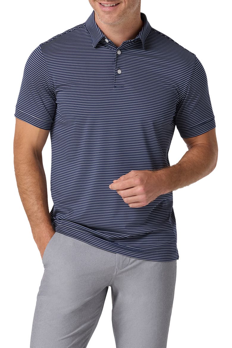 Versa Trim Fit Performance Golf Polo, Main, color, NAVY ALTERNATING STRIPE