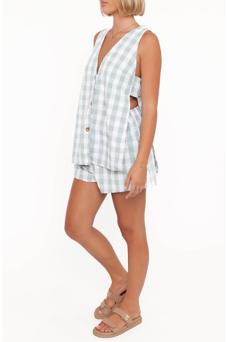Miller Gingham Vest & Shorts Set, Alternate, color, SAGE GINGHAM