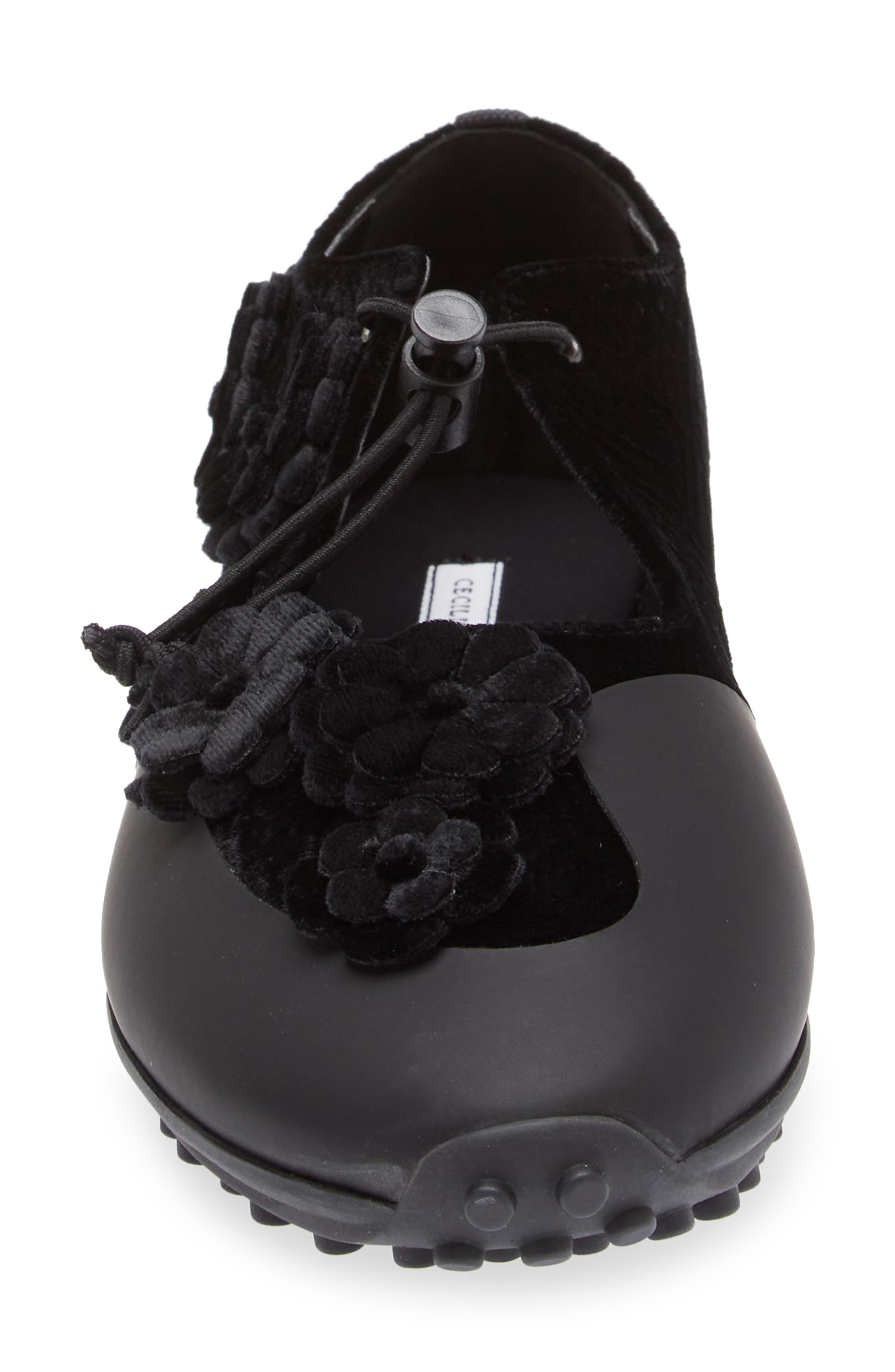 Cecilie Bahnsen Shay Floral Appliqué Flat, Alternate, color, Black