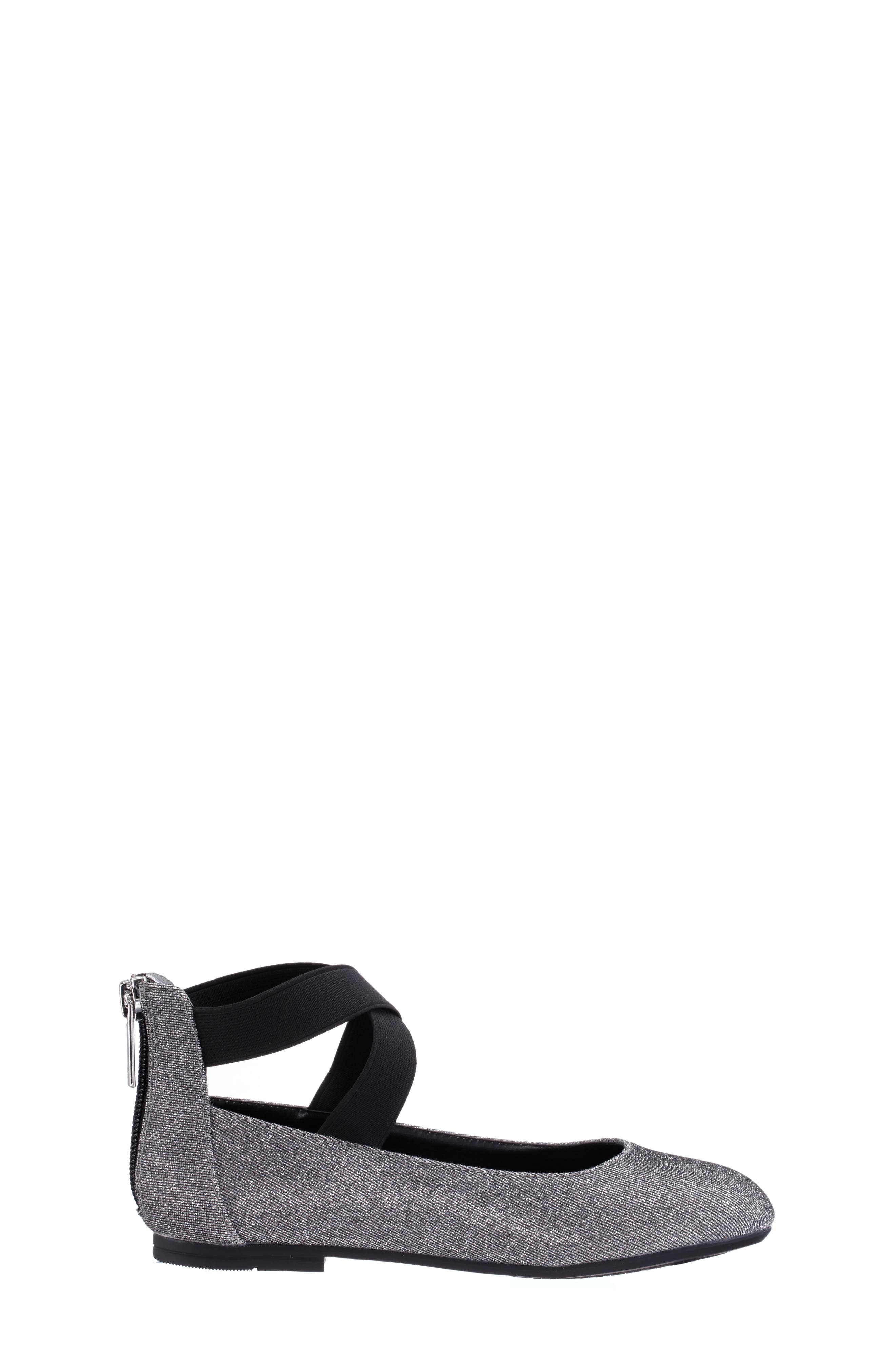 Marissa Cross Strap Flat, Alternate, color, BLACK SILVER SPARKLE FABRIC