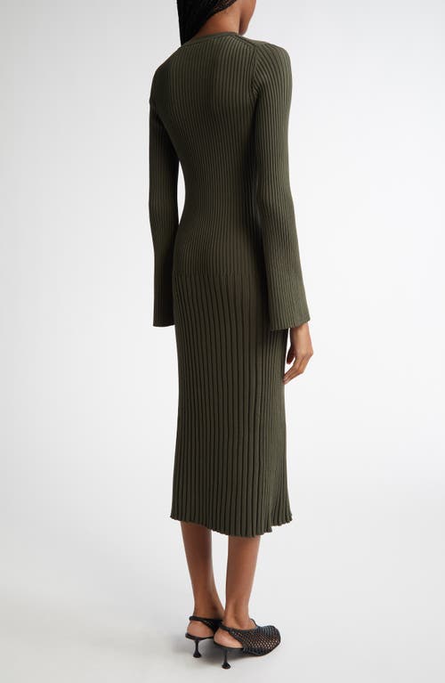 Proenza Schouler Kenna Midweight Viscose Rib Midi Dress In Fatigue