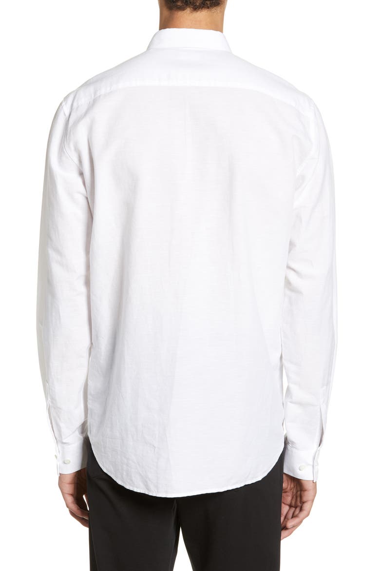 Irving Slim Fit Linen Blend Shirt, Alternate, color, WHITE