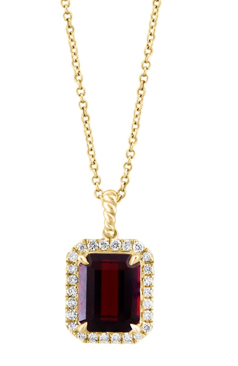 EFFY 14K Yellow Gold, Garnet & Diamond Pendant Necklace, Main, color, 