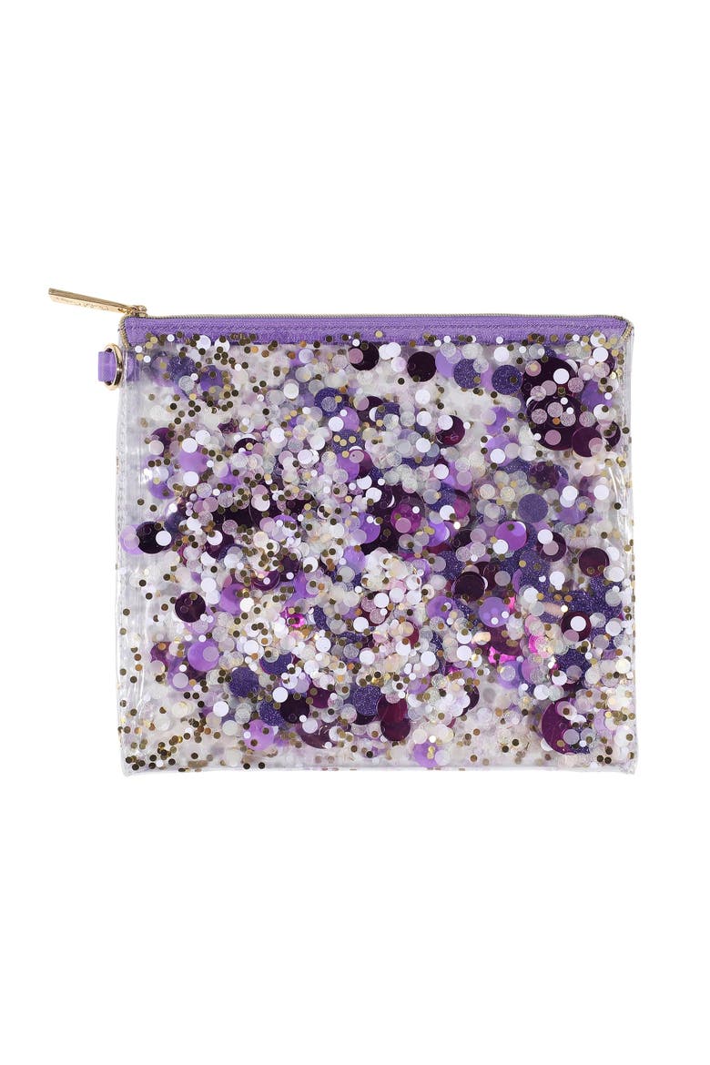 Spirit Squad Confetti Everything Pouch Makeup Bag Travel BagCosmetic Bag for Women, Alternate, color, Purple