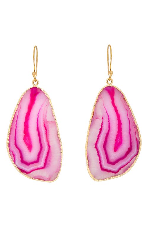 Saachi Agate Cz Dangle Earrings In Pink