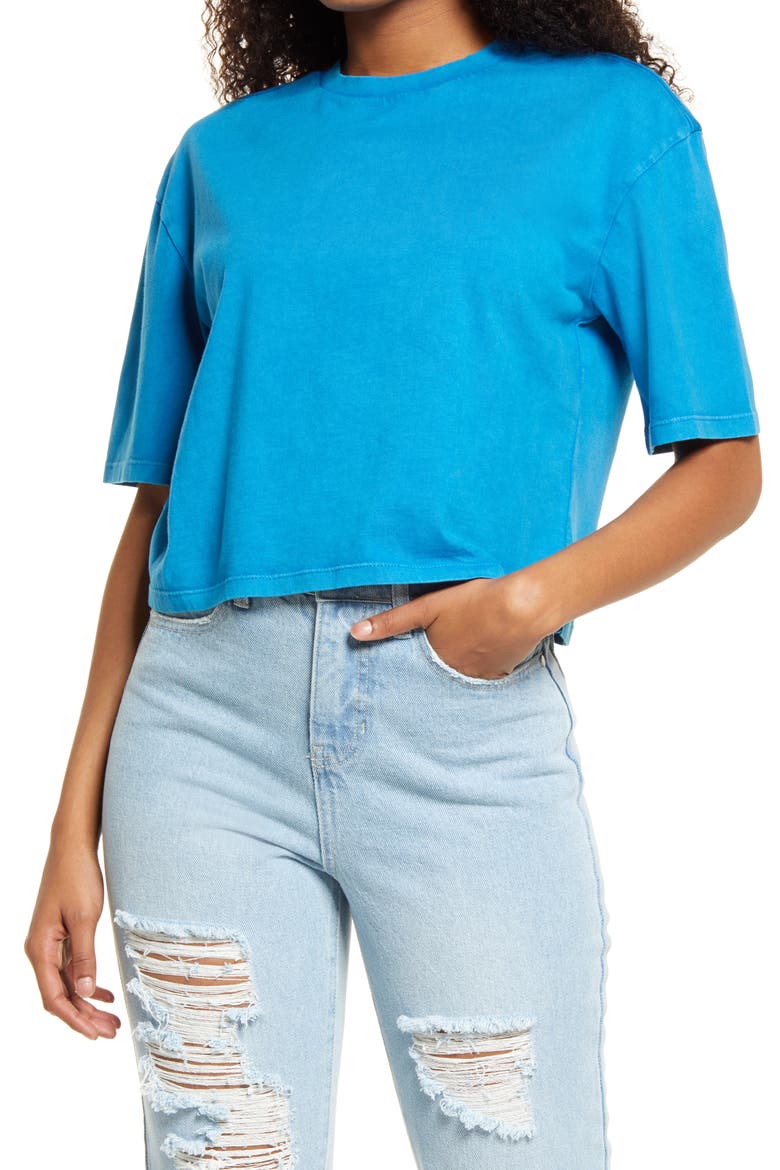 Cool Girl Crop T-Shirt, Main, color, BLUE GREECE