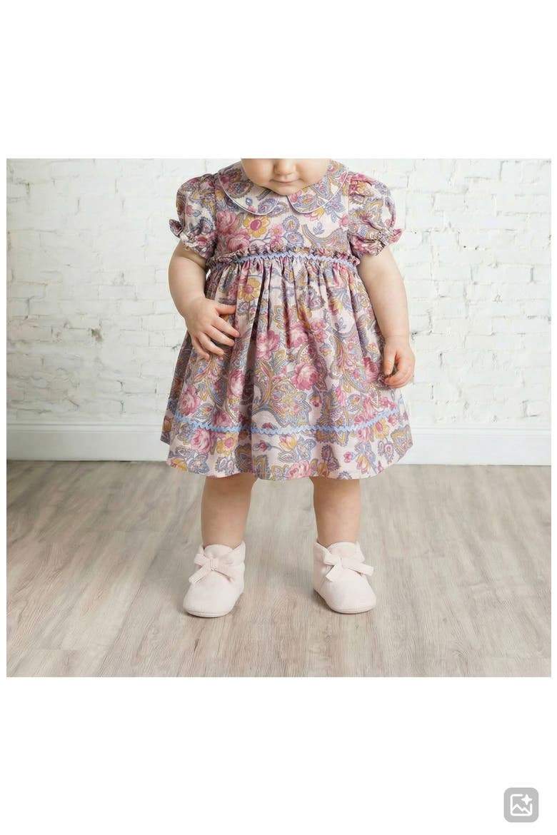 Mira Boho Floral Peter Pan Collar Dress, Alternate, color, IVORY/ PINK