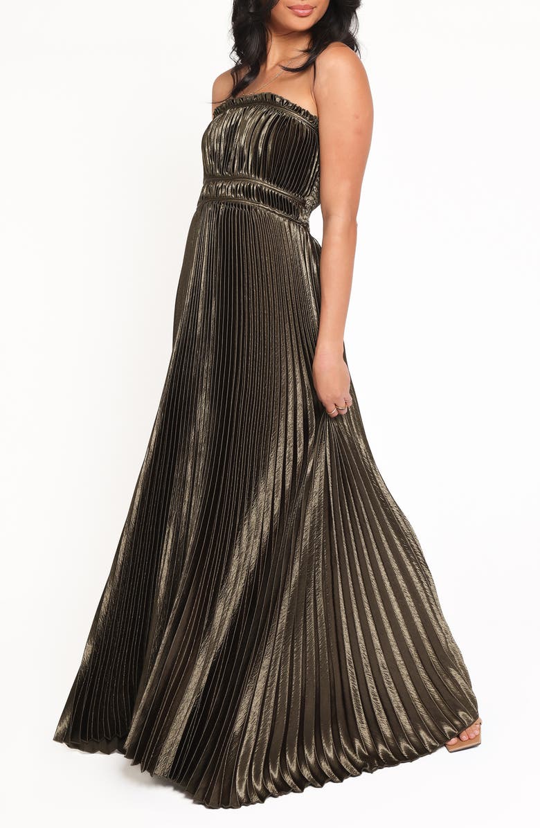 Petal & Pup Angelique Strapless Pleated Maxi Dress, Alternate, color,