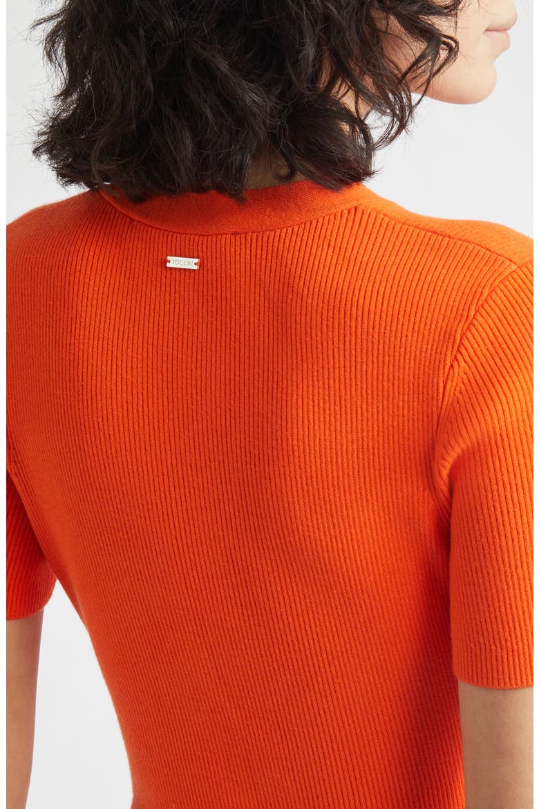 Agnes Short Sleeve Sweater Dress, Alternate, color, FLAME