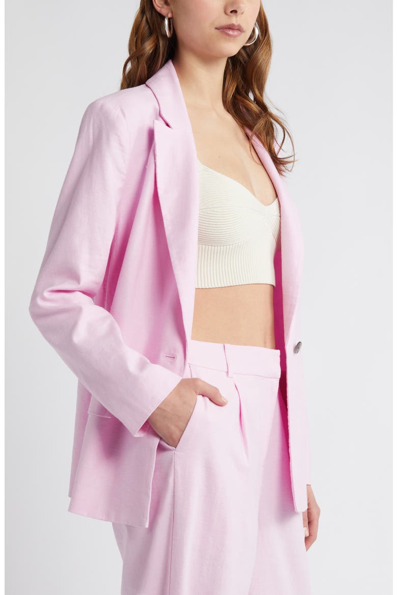 Linen Blend Blazer, Alternate, color, PINK PIROUETTE