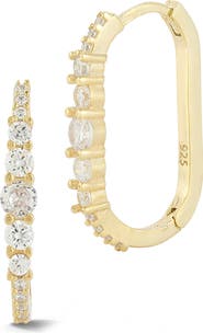 GLAZE JEWELRY Cubic Zirconia Oval Hoop Earrings