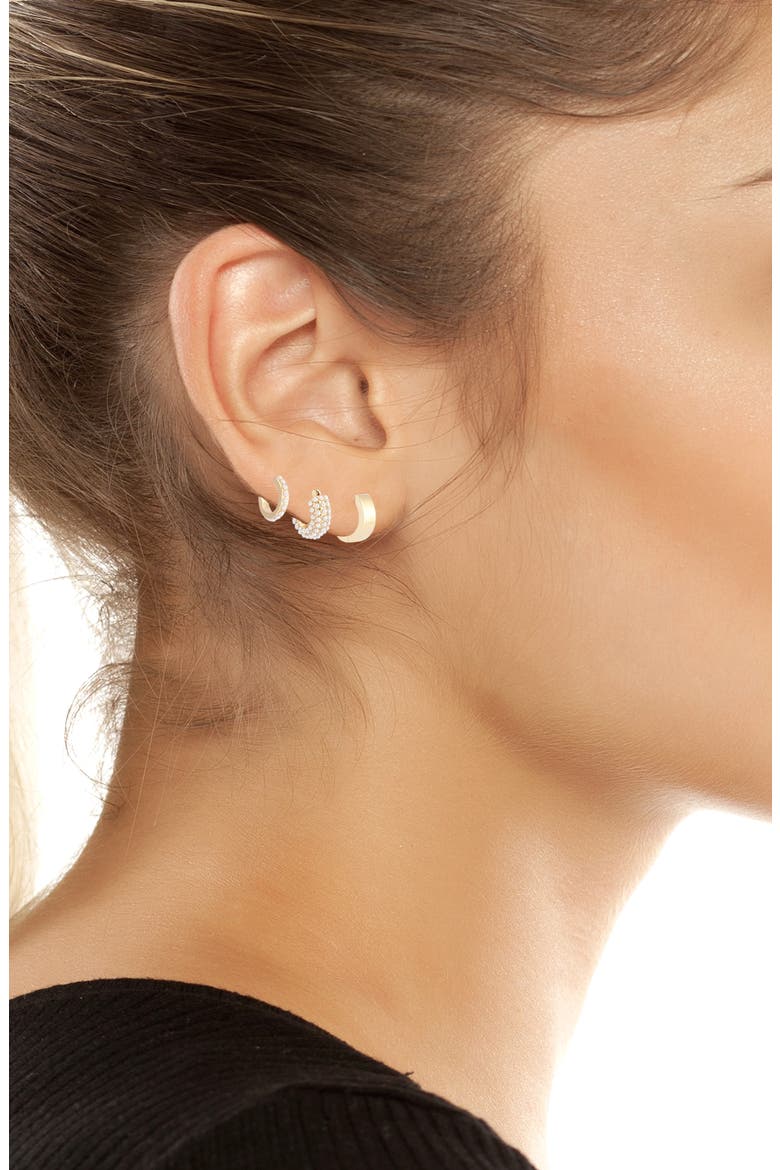 Set of 3 Assorted Hoop Earrings, Alternate, color, GOLD/ WHITE