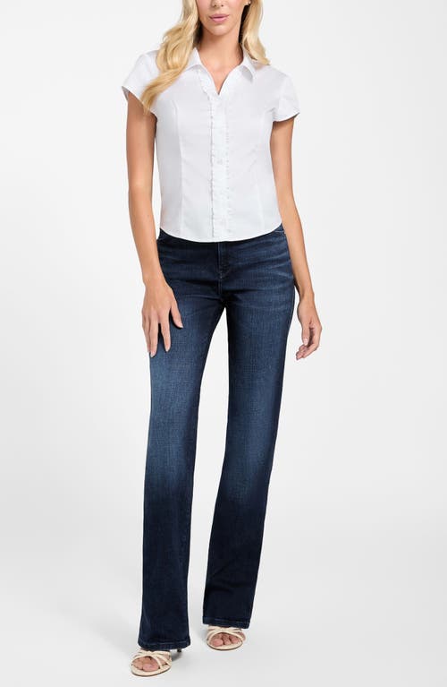 Guess Katie Ruffle Trim Button-up Shirt In White