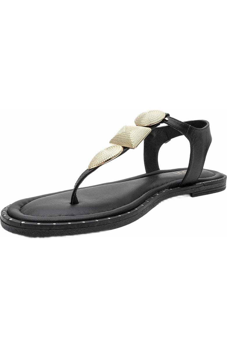 Forever & Always Shoes Giulia Leather Flat Sandal, Alternate, color, Black Leather