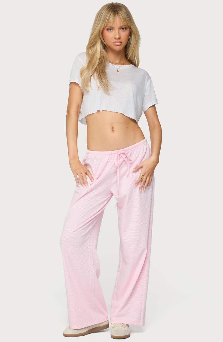 EDIKTED Olivia Stripe Relaxed Fit Drawstring Pants, Alternate, color, Light-Pink