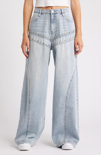 Ptcl Studded Ultra High Waist Flare Leg Jeans