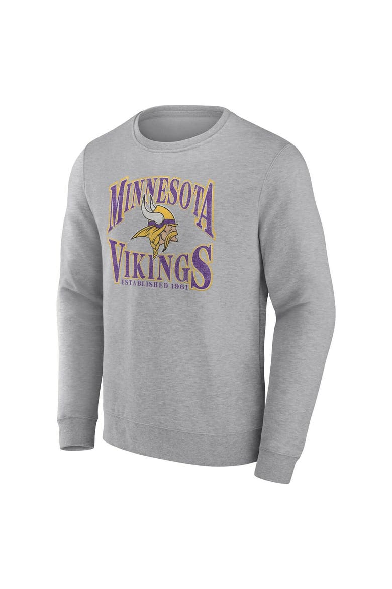 Men's Fanatics Branded Heathered Gray Minnesota Vikings Playability Pullover Sweatshirt, Alternate, color, Heather Charcoal