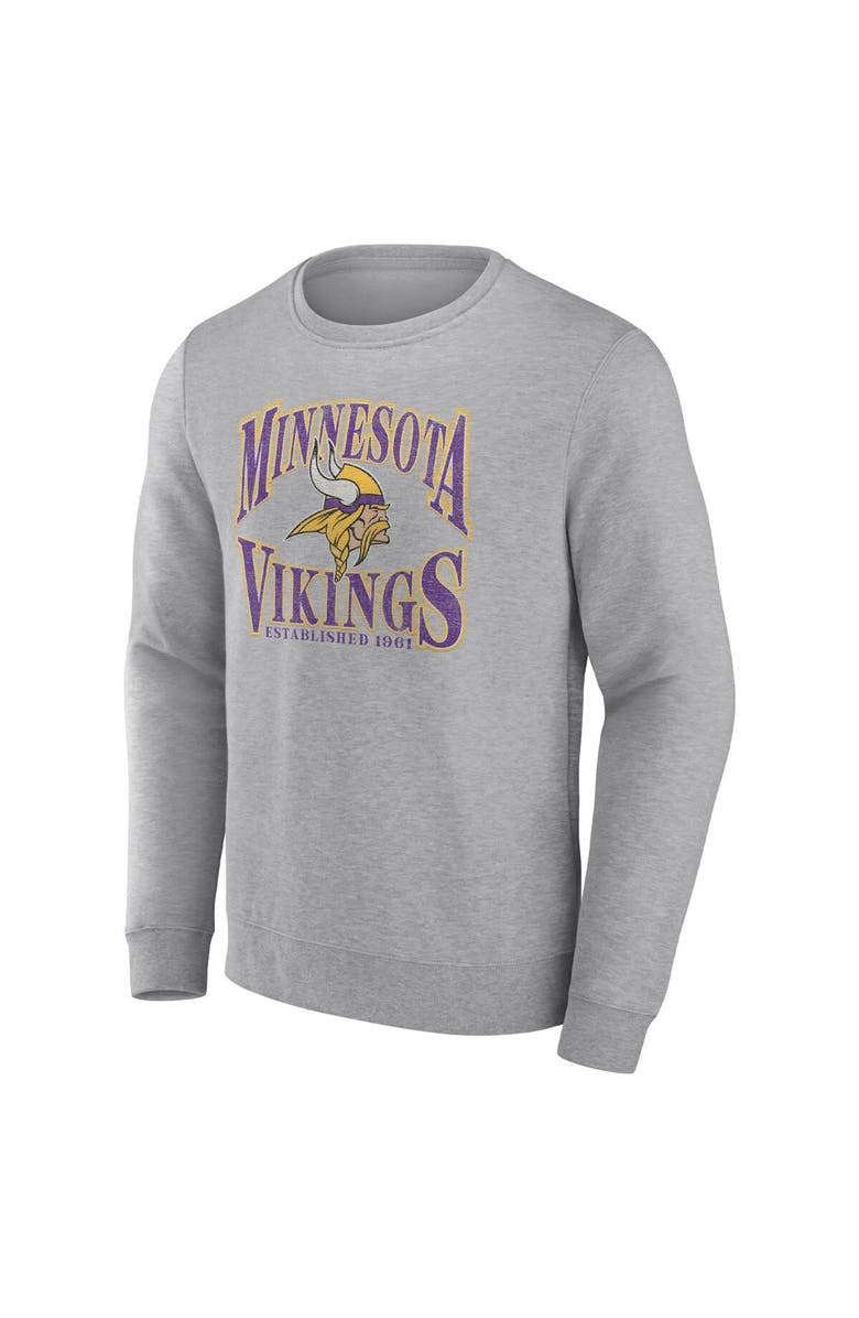 FANATICS Men's Fanatics Branded Heathered Gray Minnesota Vikings Playability Pullover Sweatshirt, Alternate, color, Heather Charcoal
